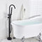 LYLXSF Bañera Blanca/Negra Juego de grifos de la batería de pie de pie de Piso Doble manijas duales de Ducha Tapón para grifos de baño, Negro Mate B B