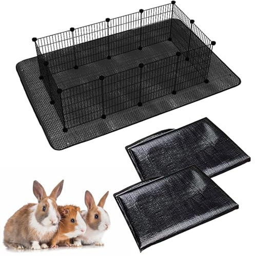 Oncpcare - Lote de 2 alfombras impermeables para mascotas (150 x 100 cm, base reutilizable para conejos, hurones y otros animales pequeños), color negro