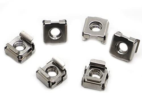 Tuercas enjauladas, tuercas flotantes, Tuerca de jaula flotante con clip cuadrado de acero inoxidable 304 A2-70 for montaje en rack de gabinete de servidor(M10 2pcs)