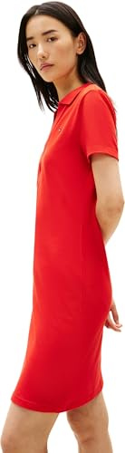 Tommy Hilfiger Dam Slim Open Nk Poloklänning Ss Ww0Ww42567, Orange, S