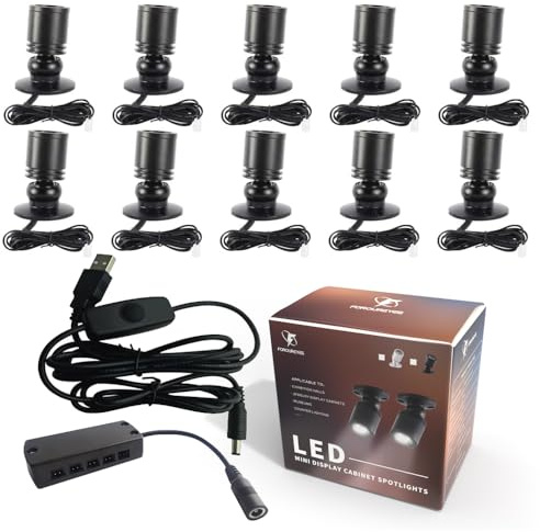 FOROUREYES Dimmable LED Cabinet Lights USB 5V Downlight for Model Display Counter Wine Garage Kit Exhibition Case Shelf Mini Spotlight