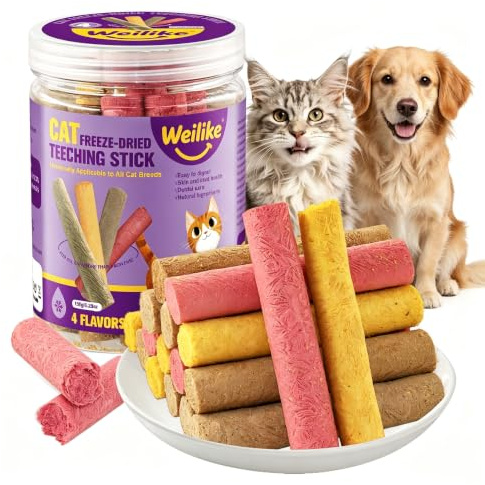 4 Gusti/150g Di Bastoncini Da Dentizione Con Erba Gatta, Bastoncini Da Masticare Per Gatti E Cani, Salute Della Pelle E Del Pelo, Controllo Delle Palle Di Pelo, Anche Per Cani (150g)