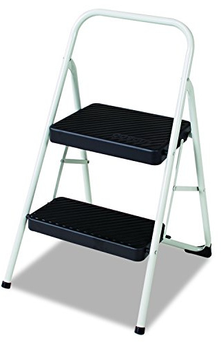 Cosco 11135CLGG1 2-Step Folding Steel Step Stool, 200lbs, 17 3/8w x 18d x 28 1/8h, Cool Gray