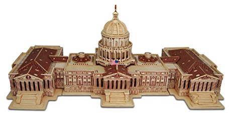 Puzzled 3D Puzzle The US Capitol Building Wood Craft Construction Model Kit Educational DIY Wooden Toy Assemble Model Unfinished Crafting Hobby Puzzle to Build and Paint for Decoration 277 Piece Pack