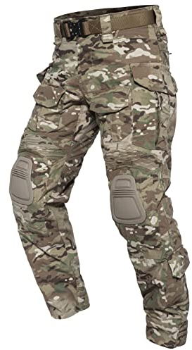 YEVHEV Taktisch Hosen Herren G3 US-Militär Camouflage Ripstop mit Knieschoner für Outdoor-Aktivitäten （Ohne Gürtel） CP, 2XL
