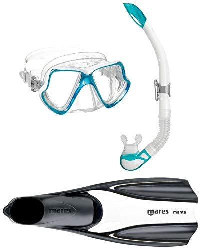 Mares Wahoo Manta - Set de esnórquel, azul turquesa, 44/45