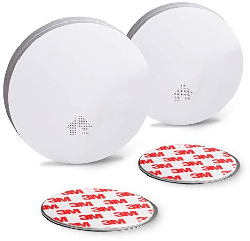 SEBSON 2X Détecteur de Fumée de 10 Ans INCL. Fixation magnétique, DIN en 14604, VDS 3131, Photoélectrique, Batterie au Lithium, Muet - Ø114x24mm