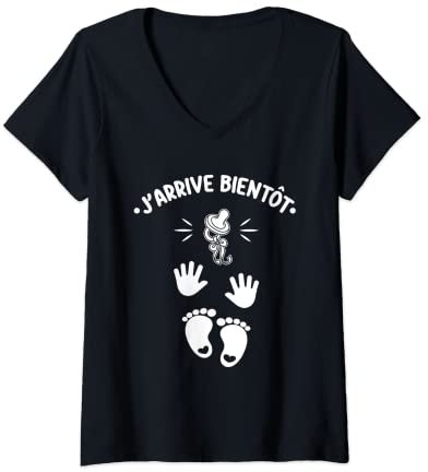 Femme Annonce Grossesse Papa Originale Drôle Bientôt Future Maman T-Shirt avec Col en V