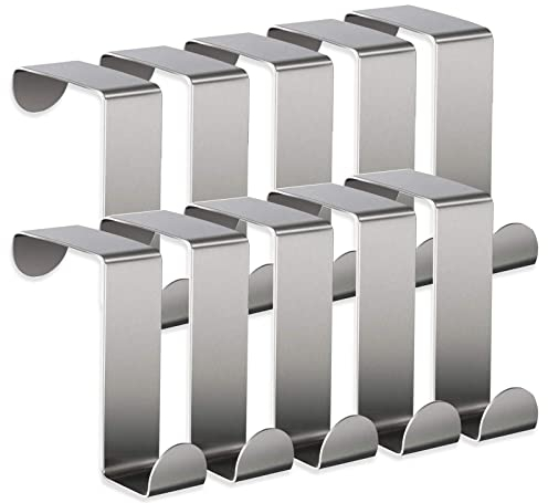 Yzwuyou 10 Pezzi Ganci per Porta Ganci Appendiabiti Solido in Acciaio Inossidabile Reversibili Gancio Sopraporta per Ante Standard e Guardaroba e Armario(2 Taglie）