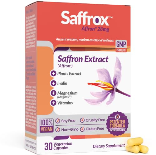 NAVEH PHARMA Saffrox™ Saffron Supplements | 30 High Strength Saffron Extract Capsules | Affron® 28mg | Natural Mood Booster, Focus & Brain Supplement