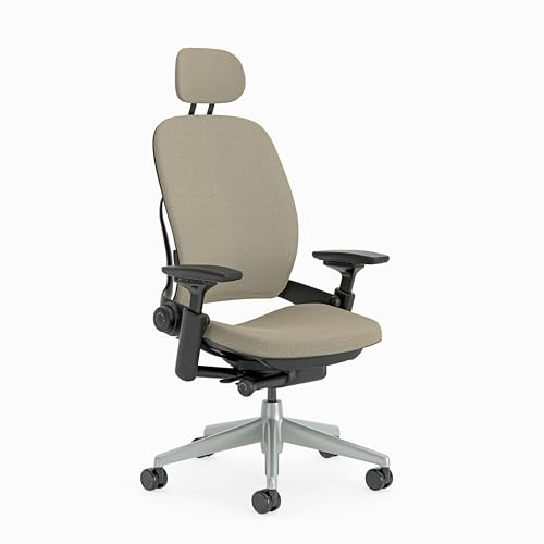 Sedia da ufficio ergonomica Steelcase Leap con supporto lombare LiveBack, schienale flessibile, poggiatesta regolabile Truffle; Prodotto in Europa