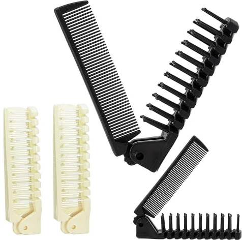 FZGLHQQ Folding Hair Brush, 4 Pack Portable Travel Hair Brush Hair Comb, Plastic Folding Detangling Anti-static Hair Brush, Collapsible Pocket Hair Brush Comb, 7.8 x 0.5 inch