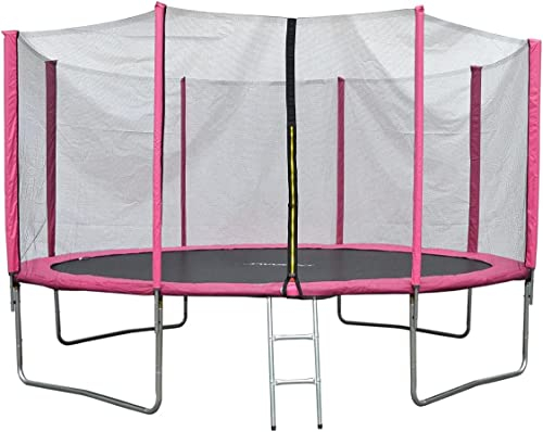 EVRE Trampoline 8ft Pink with Zipped Safety Enclosure Ladder Steel Frame Safety Pad TÜV Rheinland Certified Kids and Adults 244cm