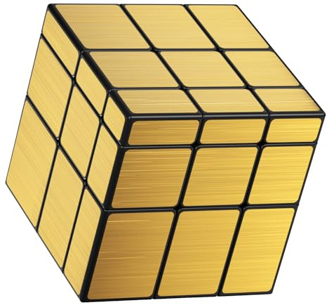 Vdealen Speed Cube Magique 3x3x3 Miroir Cube de Vitesse, Mirror Magic Cube Puzzle pour Débutants et Utilisateurs Avancés, Cadeau pour Enfants Les Adolescents Adultes(Doré)