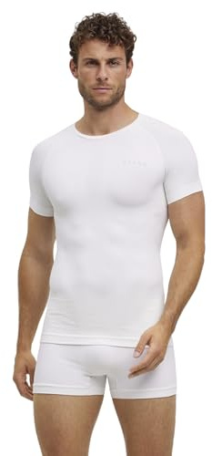 FALKE Herren Baselayer-Shirt Warm Round Neck M S/s Ts Funktionsmaterial schnelltrocknend 1 Stück, Weiß White 2860, XL