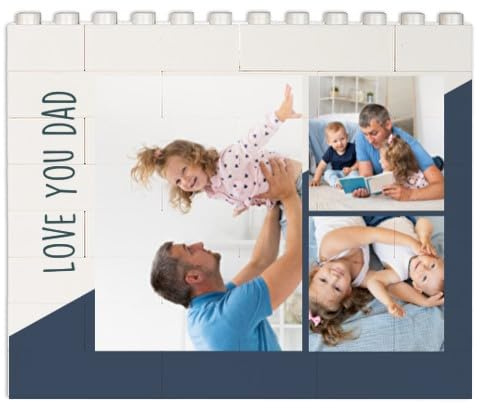 Wanapix | Puzzle Personalizzato con Blocchi XL | Compatibile con le Grandi Marche di Mattoncini | Regalo per la Festa del Papà | Regalo Originale per Uomo | 28 Pezzi XL | 19x15cm | Dad Collage