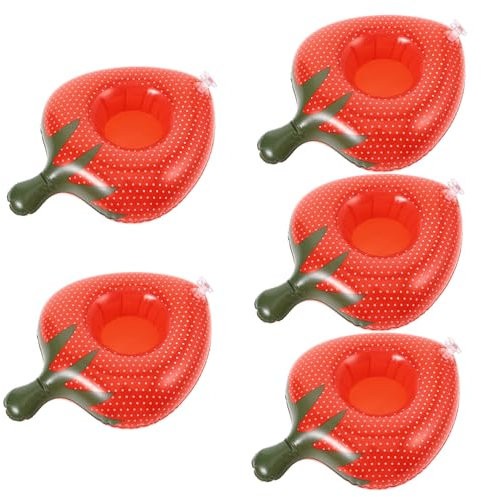 Vaguelly 5 Soportes Inflables De PVC para Cerveza Diseño De Fresa Ideal para Fiestas Acuáticas y Piscina