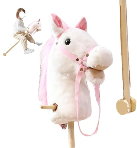 Caballo Juguete De Palo - 38 Peluche Caballos De Palo con Verdadero Relinchos De Poni, Caballo Hobby, Montar A Caballo Y Palo De Madera para Halloween Fiesta Decoración (Marrón)
