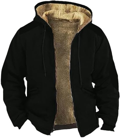 2025 Trend Sommer und Frühling Warm Gefütterter Jacke Herren Lässige Mode Schwergewicht Warme Kapuzenjacke Fleece Reißverschluss Dicke Winddichte Outdoorjacke