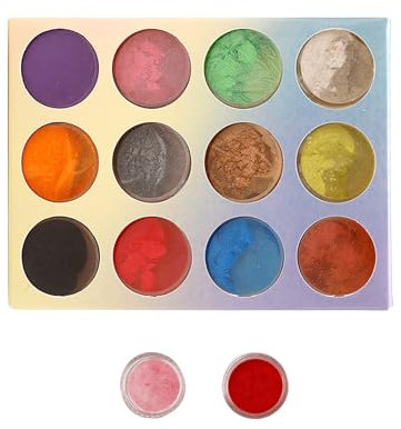 Nurila 12 Farbe für Gießpulver Set, Farbpigmente für Gießpulver, Mica Powder, Epoxidharz Farbe für Diy Kunstharz Gießharz, Kerze, Schmuckherstellung, Kosmetischer, Schleim, Badebombe, Nagellack, Seife