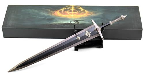 MCBEAN Elden Ring Große Schwert der Einsamkeit Sammlerreplik - 30 cm Vollmetall mit Ständer, Deko für Gamer, Spielzubehör & Geschenk für Fans