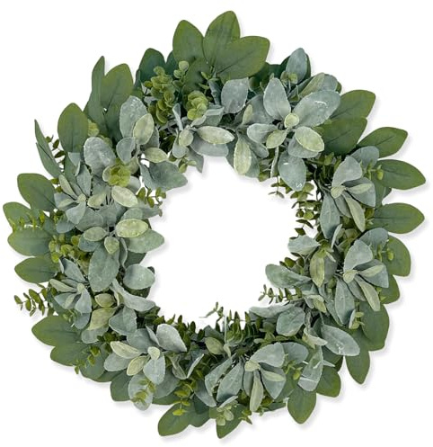GOVIRAYE 60cm Eucalyptus Christmas Wreath large - Artificial Door Wreath for Christmas Porch, Wedding, Holiday Decor, Indoor/Outdoor Use fits All Season, Reusable & No Maintenance