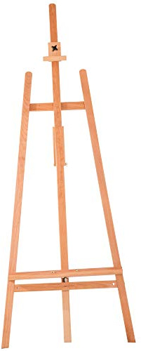HOMCOM Cavalletto per Pittura a Treppiede con Supporto Tela Regolabile, Cavalletto da Disegno Inclinabile fino a 75°, Legno di Faggio 65x44x174-230 cm, Colore Legno