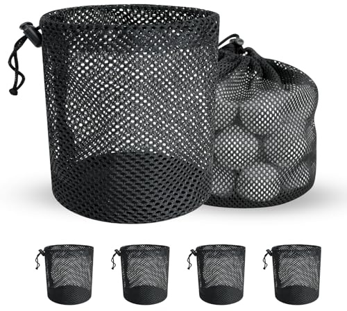 Mordx Sac de rangement pour balles de golf - Lot de 6 sacs en maille avec cordon de serrage - Sac de rangement pour équipement de sport, collecte de demi-balles de tennis