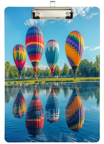 YETTASBIN Hot Air Balloon Clipboard, A4 Letter Size Acrylic Clipboards with Hanging Hole & Metal Clip for Nurse Office Worker Student, 12.5 x 9 Inch(Silver)