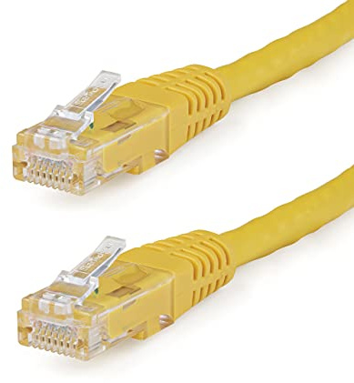 StarTech 15ft CAT6 Ethernet Cable - Yellow CAT 6 Gigabit Ethernet Wire -250Mhz 100W PoE RJ45 UTP Molded Network Patch Cord with Strain Relief (C6PATCH15YL)