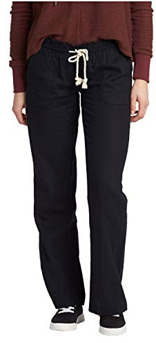 Roxy Femme Pantalon, Décontracté, Lin, Viscose, True Noir, XL