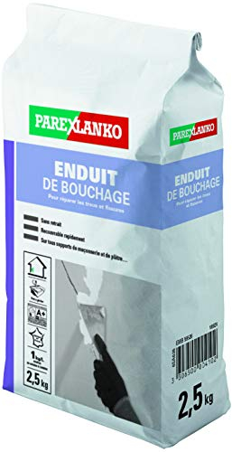 PAREXLANKO Enduit de rebouchage pour trous ou fissures sans retrait. 2,5Kg, Blanc