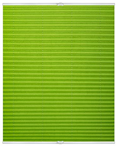Lichtblick Plissee Klemmfix, ohne Bohren, verspannt, lichtdurchlässig, Blickdicht, Uni, mit eleganter Crushed Optik Grün,60 cm x 210 cm (B x L)