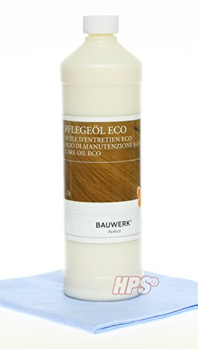 HPS® Construction Huile Eco Kit – 1liter + commande, de polissage non tissé – Huile d'entretien pour parquet huilé – Sans solvants