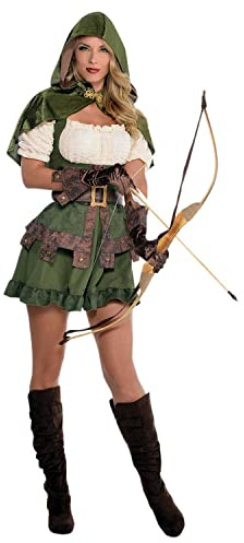 amscan set high (PKT) (844571-55) Adult Ladies Robin Hoodie Costume (Small),Mehrfarbig