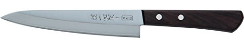 Kanetsugu- Coltelli da cucina giapponesi professionali in acciaio al carbonio, 3 strati, lama ultra affilata con manico in legno (2002, multiuso, 15 cm)