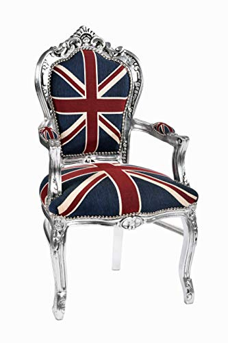 Way Home Store Poltrona BAROCCO Silver UK Flag Tessuto 68 x 65 x 108 cm