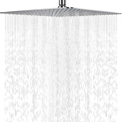Acefy Regendusche Duschkopf 12 Zoll Edelstahl Regenbrause Quadratische Kopfbrause 360° Drehung Duschkopf Wasserfall Anti-Kalk-Düsen Regenduschkopf 30x30cm,Chrom