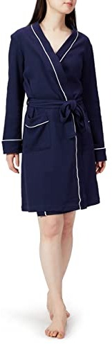 Amazon Essentials Damen Leichter Waffel-Bademantel, Mittellang (Erhältlich In Übergröße), Marineblau, XL