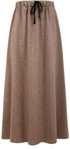 Ylingjun Falda de punto larga con forro polar para mujer, cintura elástica, falda acampanada de invierno - - 3X-Large