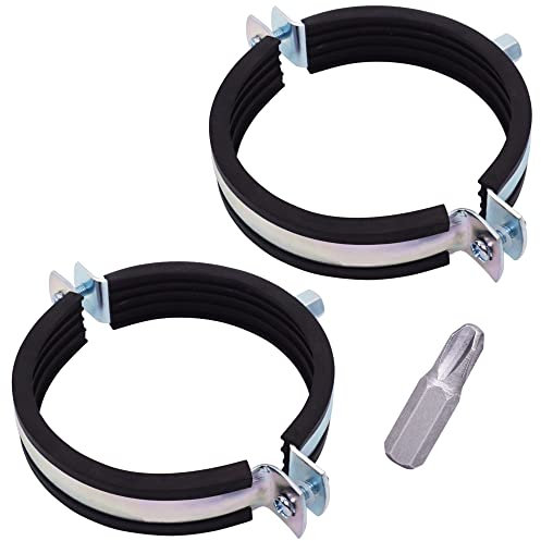 SKIR'CO (2 piezas) Soportes de tubo con revestimiento de goma para tubos de 109-112 mm, abrazaderas de tubo, soportes de tubería para montaje en pared y techo