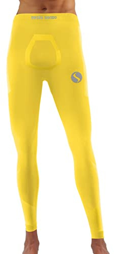 sesto senso sous-vêtement pour Homme Long Pantalon de Sport Compression Thermoactifs S/M Jaune Yellow