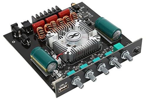 ZK-HT21 Amplificatore di Potenza 2.1 Canali, 2x160W + 220W, Bluetooth 5.0 USB AUX, Scheda Amplificatore Stereo Subwoofer con Ventola di Raffreddamento