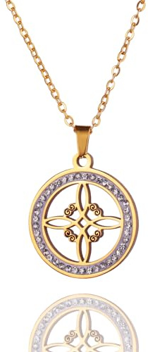 UNIFT Hexenknoten-Halskette für Frauen Edelstahl Irish 4-Pointed Celtic Knot Anhänger Mode Charme Magick Schmuck Schmuck, 16.5 x 19.1 mm, Acier inoxydable, Pas de pierre précieuse