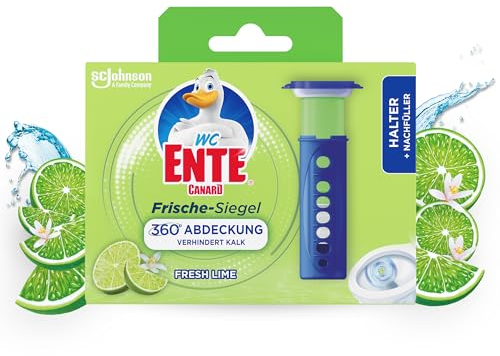 WC-Ente Frische-Siegel Starter-Set (inkl. 1 Nachfüller), körbchenloser WC-Reiniger, Limone Duft, 36 ml