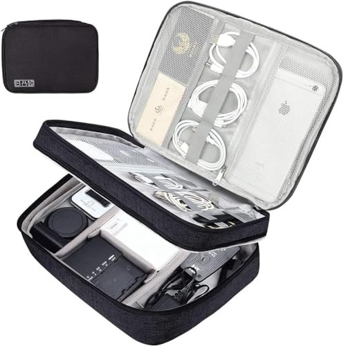 MOLENCO Kabeltasche Reise Kabel Organizer Tasche Groß wasserdichte Elektronik Zubehörtasche Schwarz