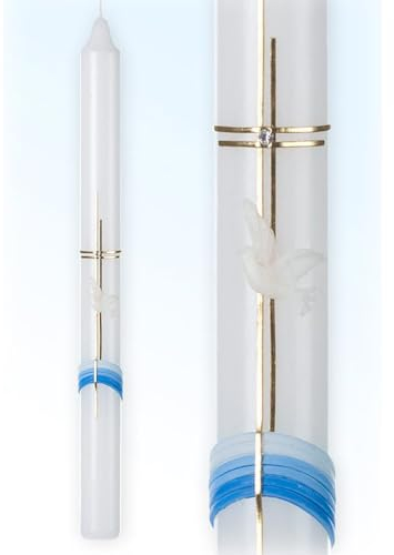Kommunionkerze Taufkerze für Jungen 30/400 mm schlicht blau 8.7