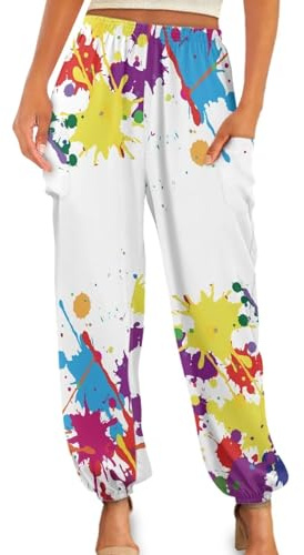 Gzzxiailg Splash Ink Kung fu Pant for Womens High Waist Tai Chi Pant Non-See-Through Pilates Dance Joggers Sporty Leggings with Pockets