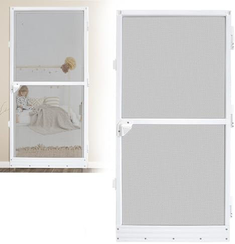 FIVMEN Zanzariera per porta del balcone con telaio in alluminio, senza forature, 120 x 240 cm, zanzariera per porta del balcone e della terrazza