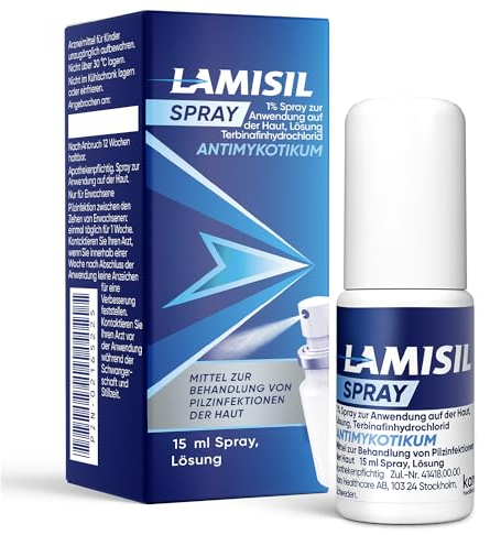 Lamisil Spray - Schnelle Behandlung von Fußpilz & Hautpilz - Schnelle Linderung von Symptomen - 1% Terbinafinhydrochlorid - Antipilz-Spray 15ml